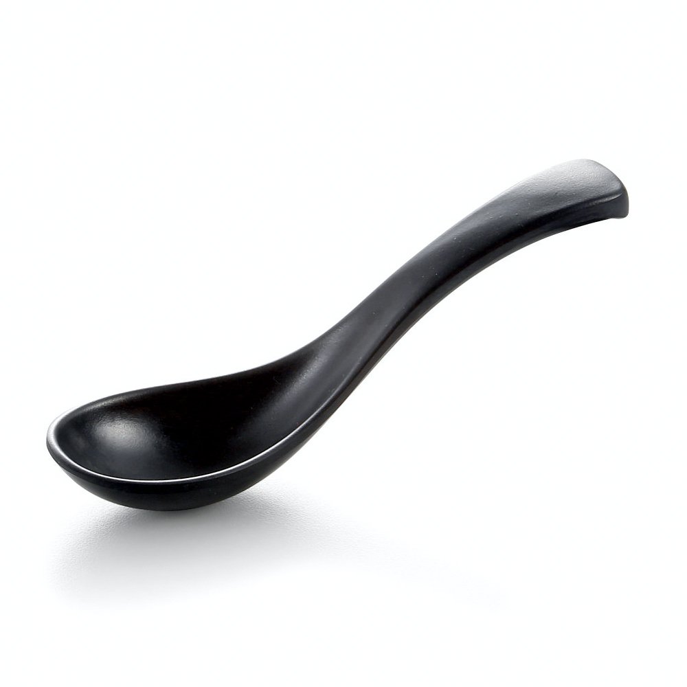 Melamine Chinese Spoon Black 14.5*4cm