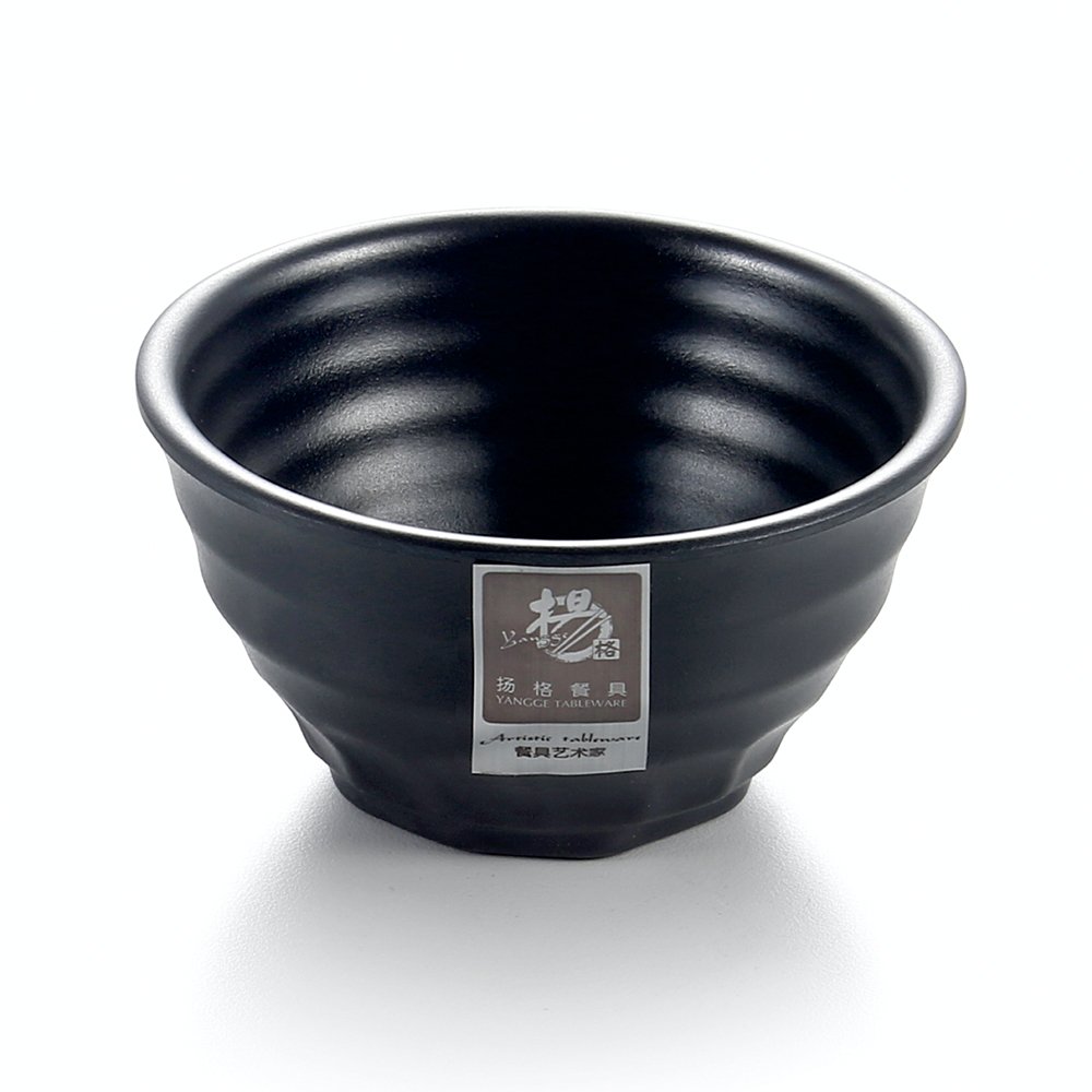 Melamine Bowl Ribbed Black 4" 9.6X5cm