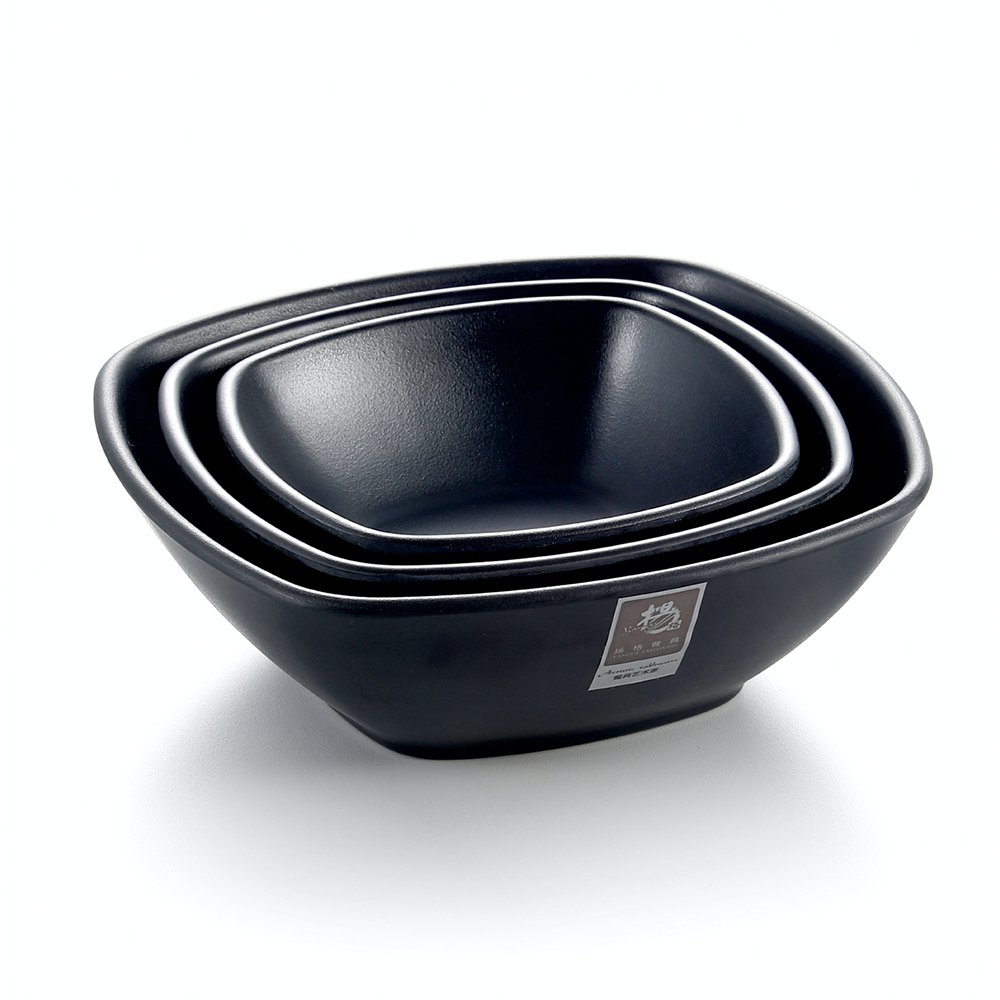 Melamine Square Bowl Black 5" 12.3X12.3X4.2cm