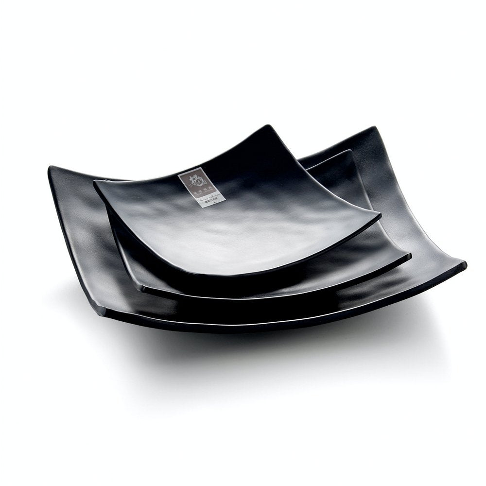 Melamine Square Platter Black 8" 19X19X4.5cm