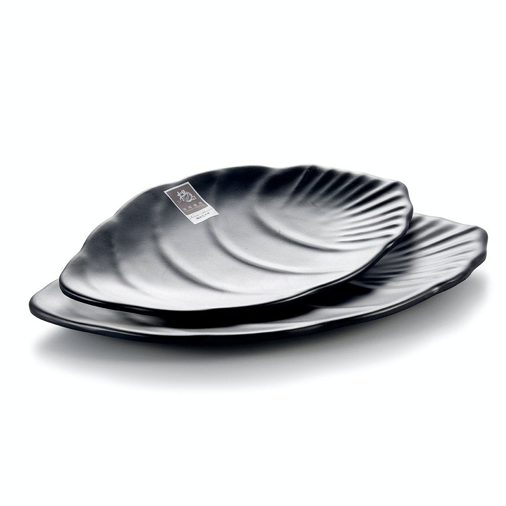 Melamine Leaf Plate Black 10"