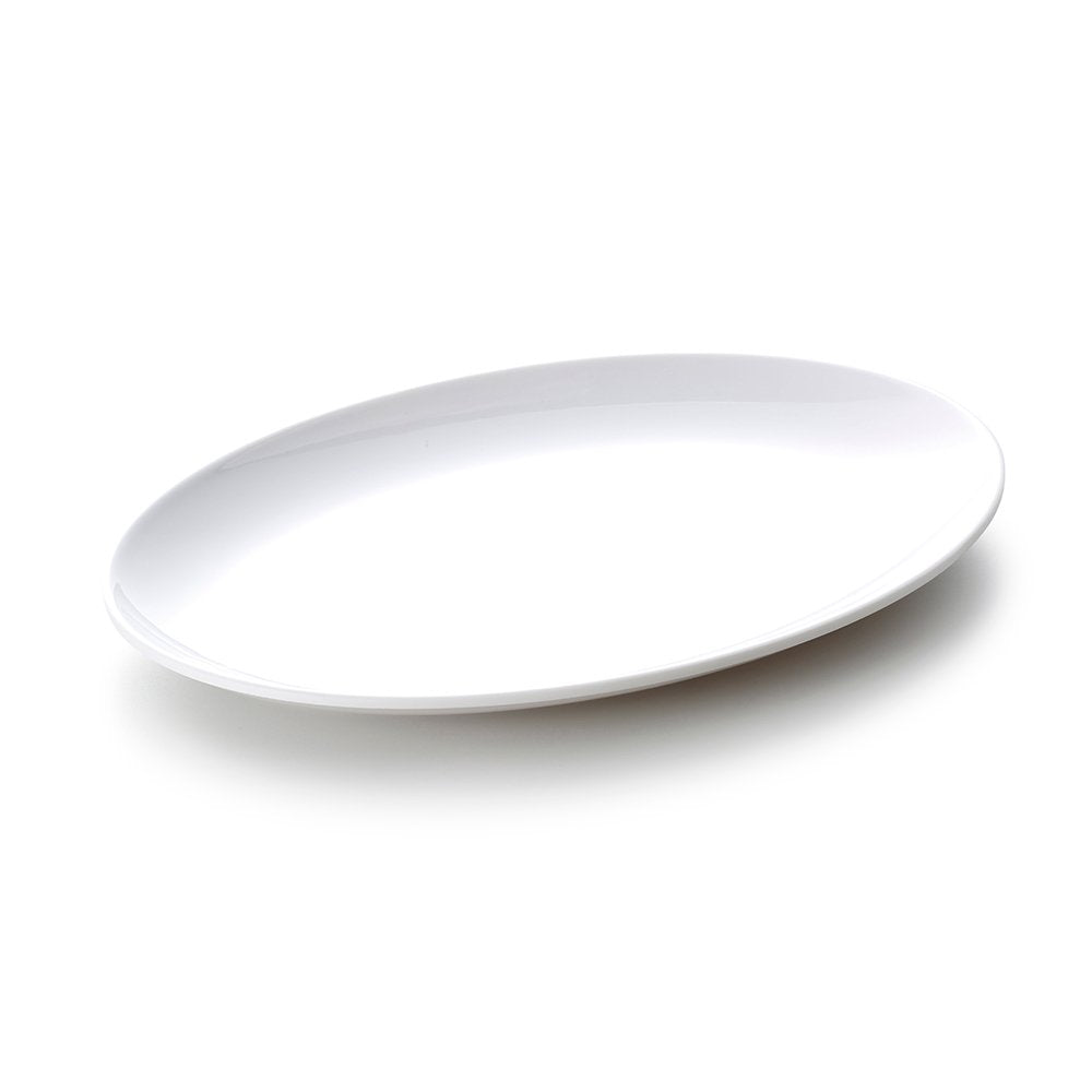 Melamine Oval Plate Shallow White 13"