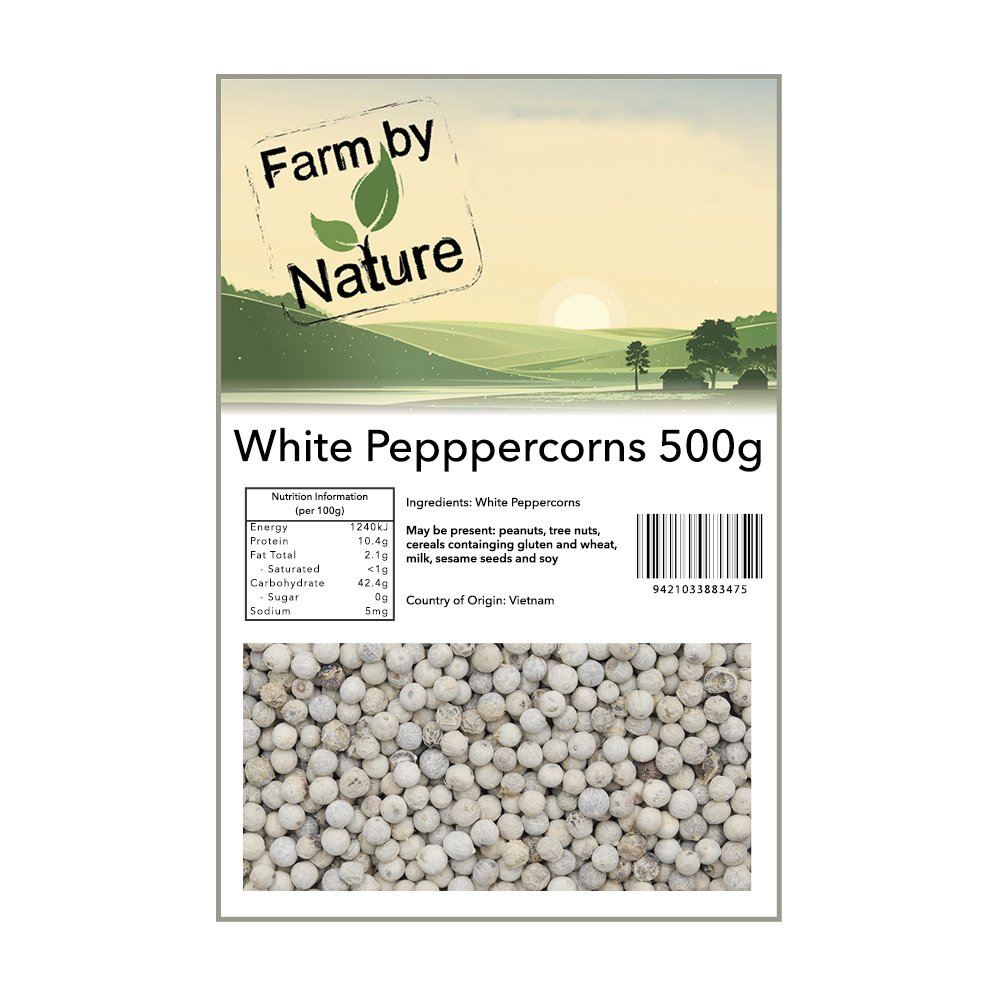 Peppercorns White Whole 500g