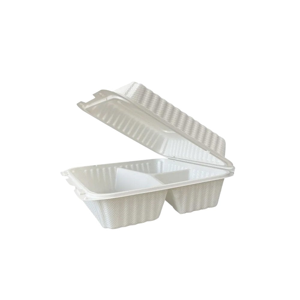 Biodegradable PP Container 3 Compartment 9"x9"x3.3" 50pcs