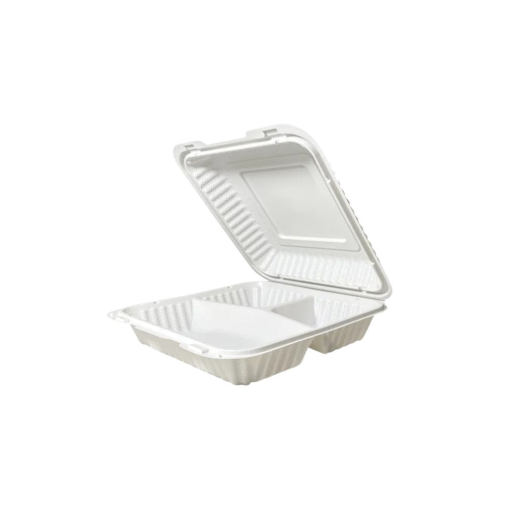 Biodegradable PP Container 3 Compartment 9"x9"x2.7" 50pcs