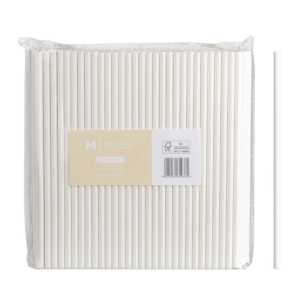 Paper Straight Straws (White) 250pcs