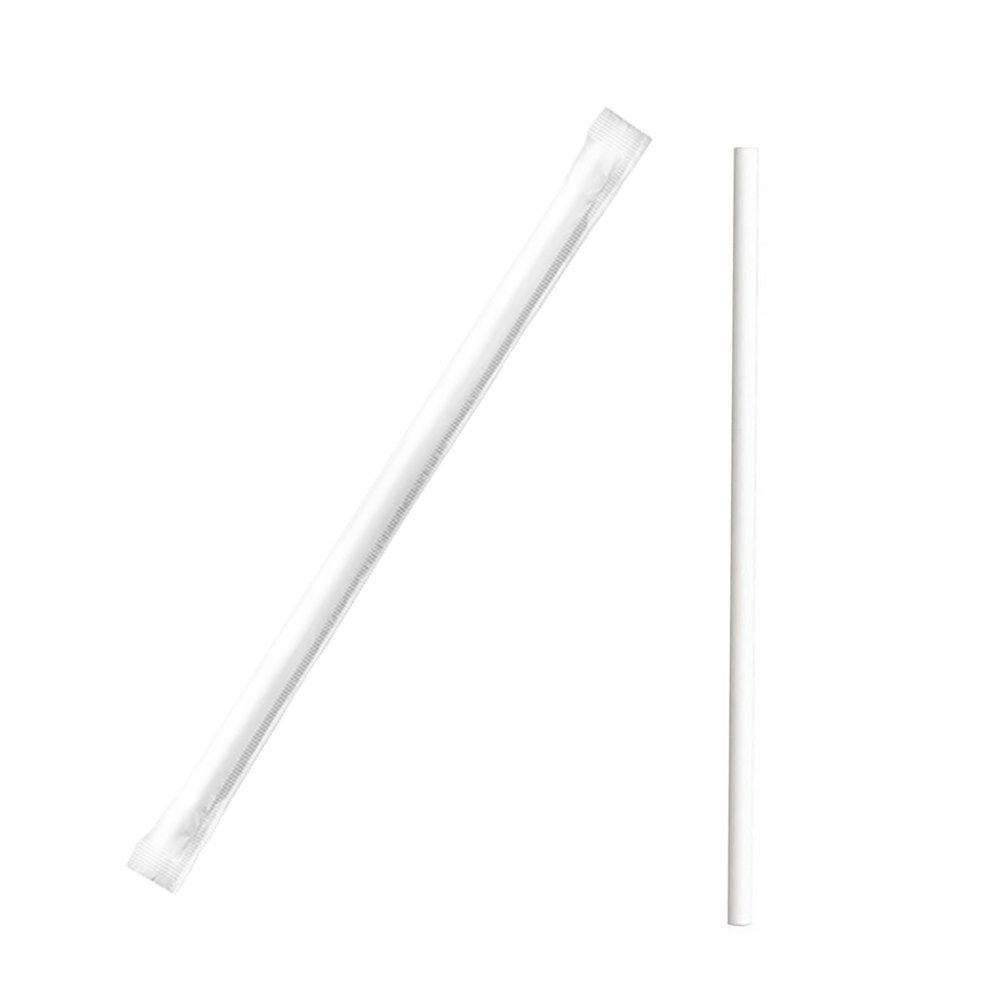 Paper Straight Straws Wrapped (White) 250pcs