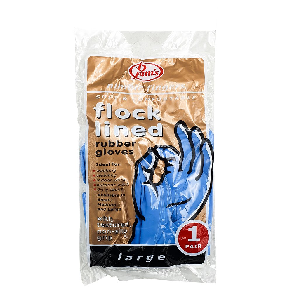 Gloves Rubber Flock Lined Large