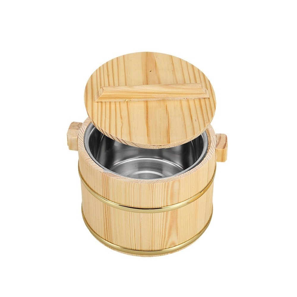 Wooden Ice/Rice Bucket with Steel Bowl 16cmx12cm A-16