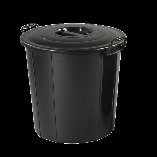 Rubbish Bin Black with Cover 12gal