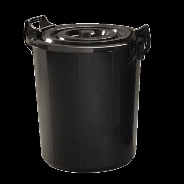 Rubbish Bin Black with Lock Handle 14gal