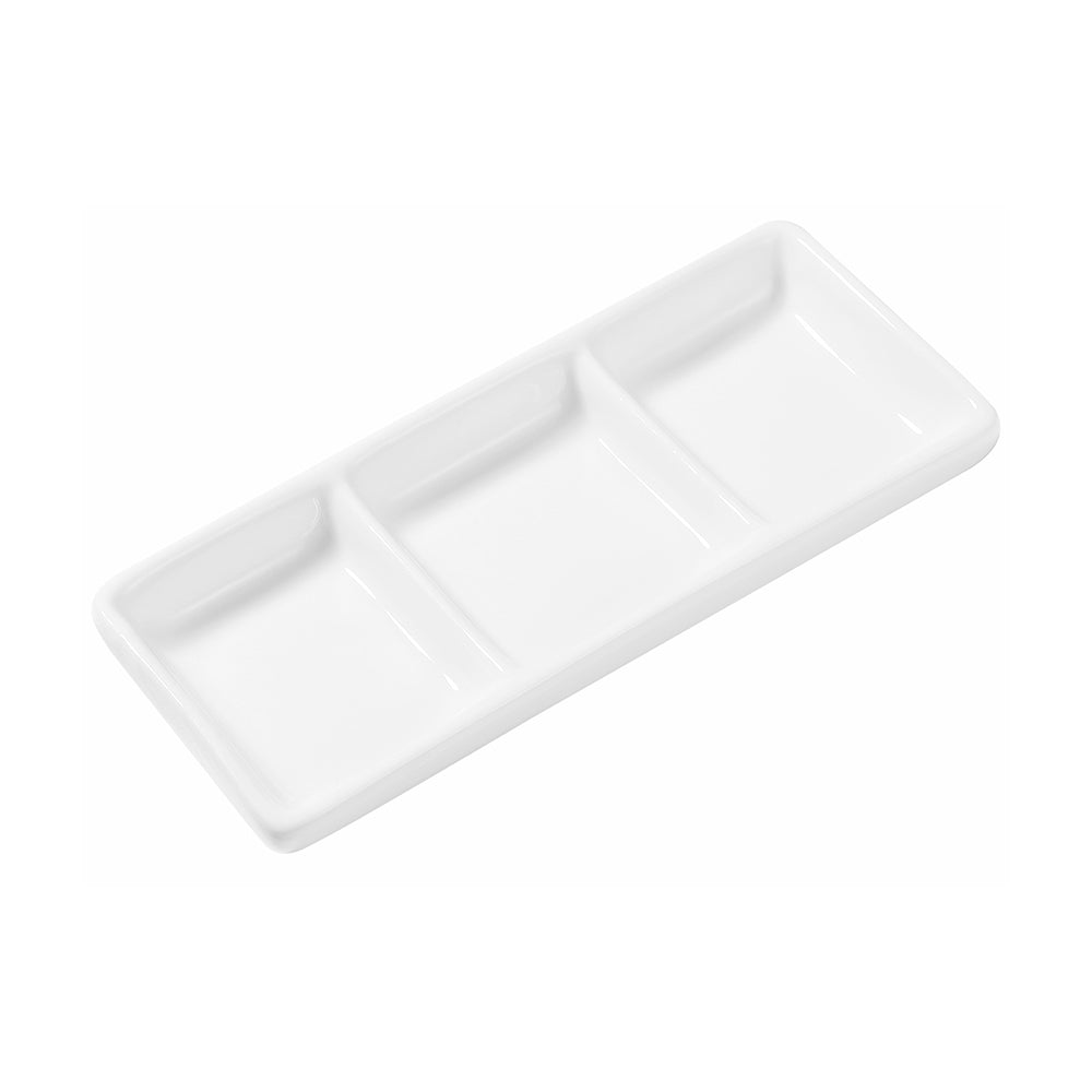 Crockery Sauce Dish Triple 15X6.5X2cm