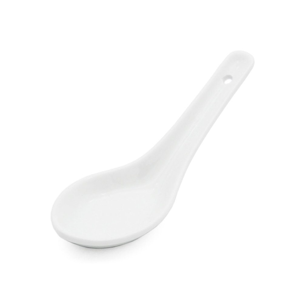 Crockery Spoon Thick White 5" 12.5X4.5X1