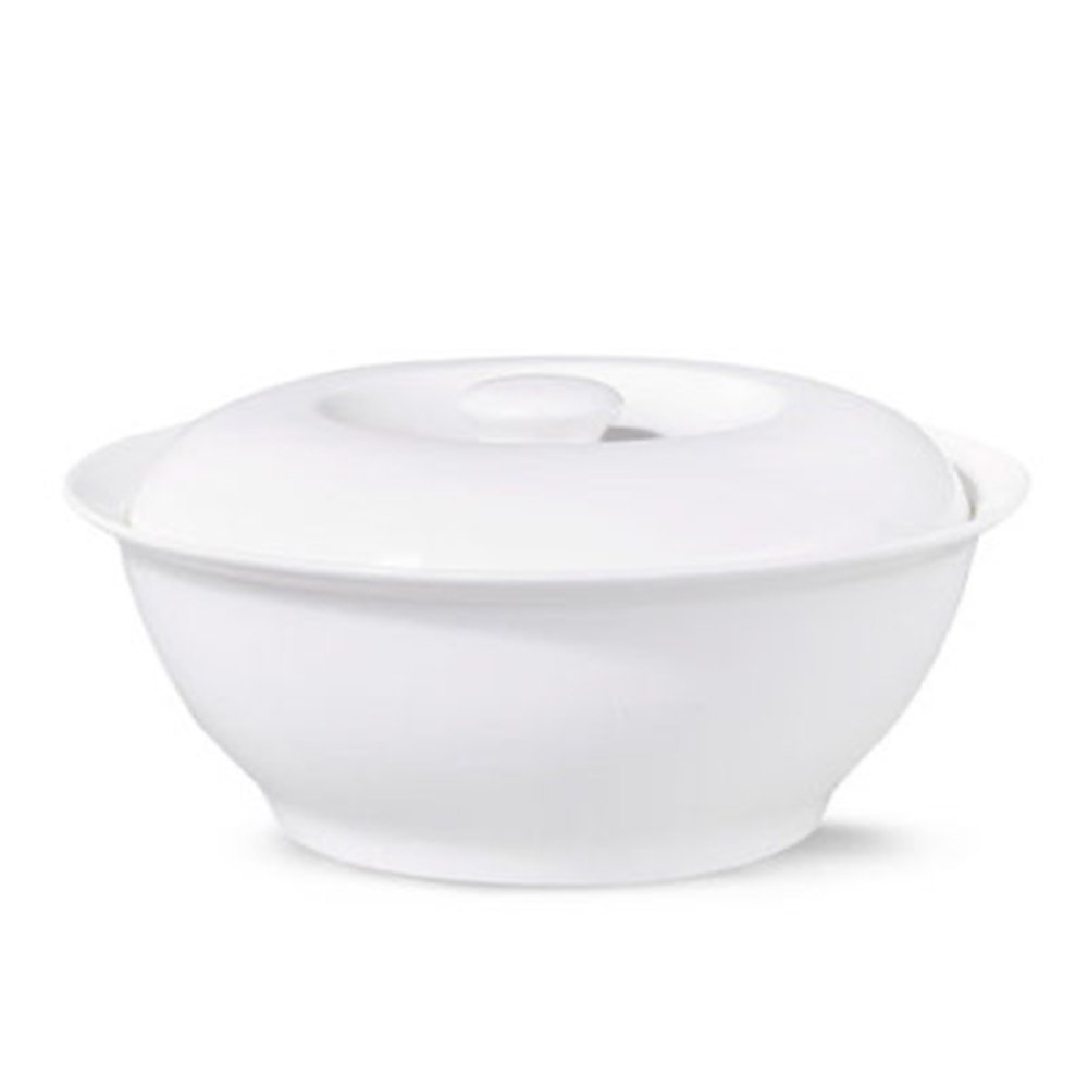 Crockery Tureen Pot with Cover White 10"