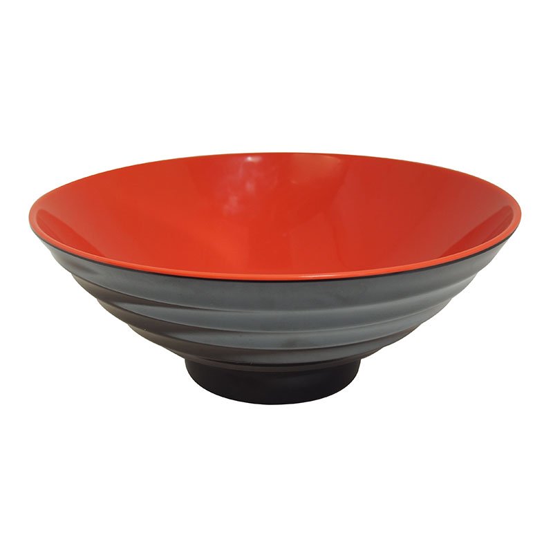 Melamine Bowl Ribbed Red/Black 19.7X7.7cm