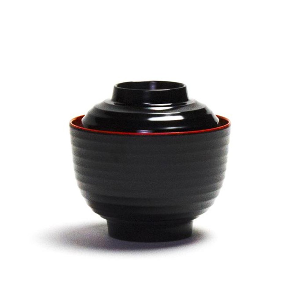 Melamine Bowl with Lid Red/Black 9.8X6.8cm