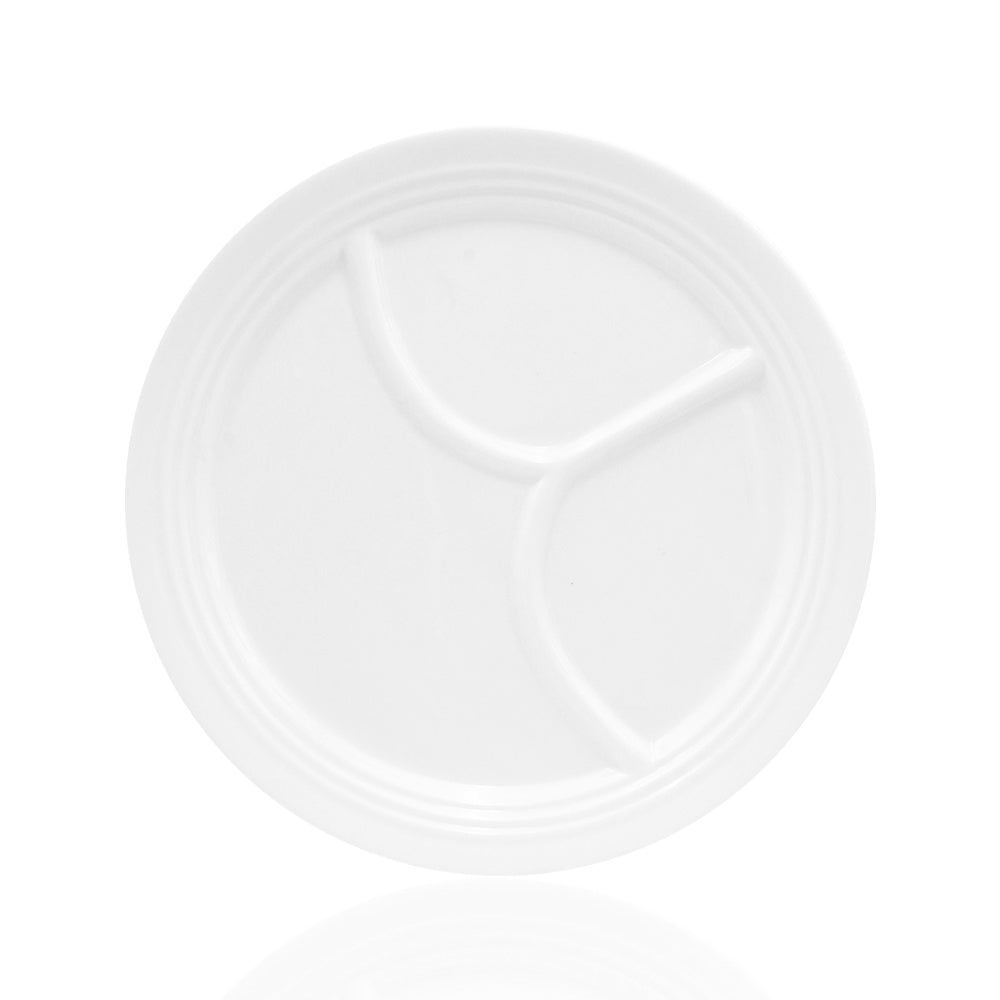 Crockery Plate 3 Compartment White 9"