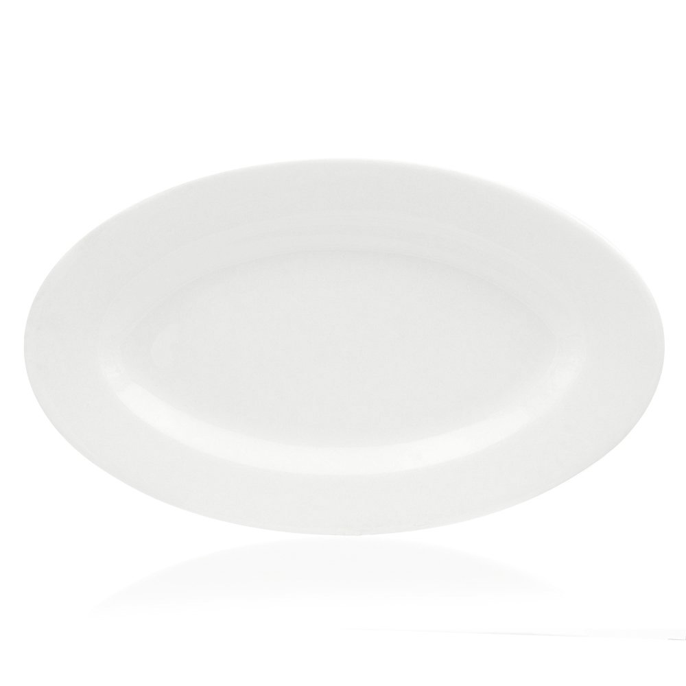 Crockery Plate Oval Narrow White 14"