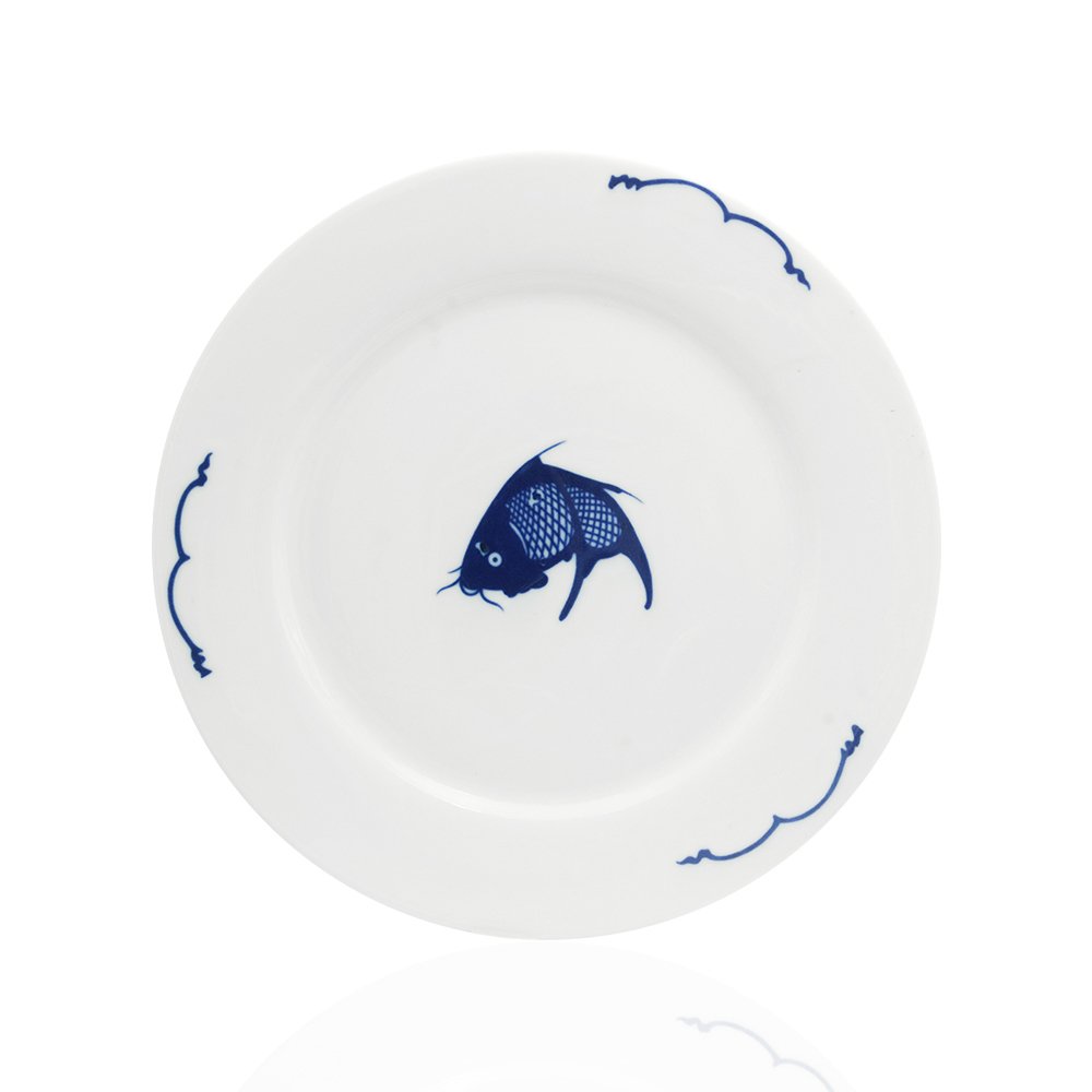 Crockery Plate Round Blue Carp 8"