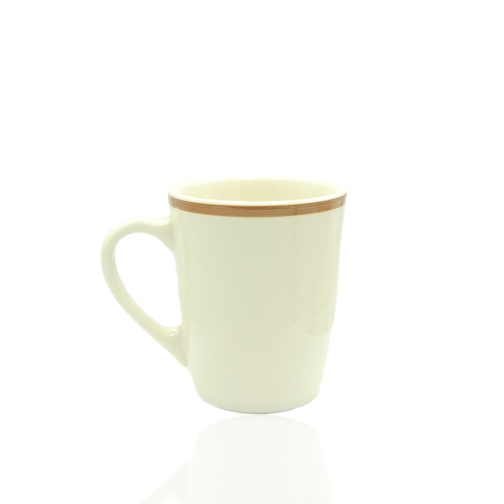 Crockery Coffee Tea Mug White with Brown Stripe