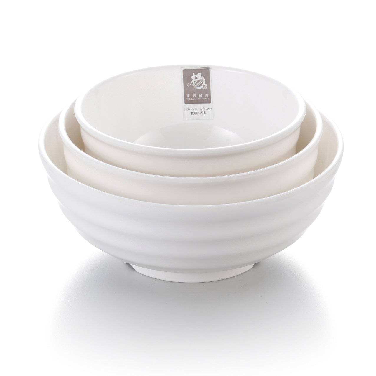 Melamine Ribbed Bowl White 6"