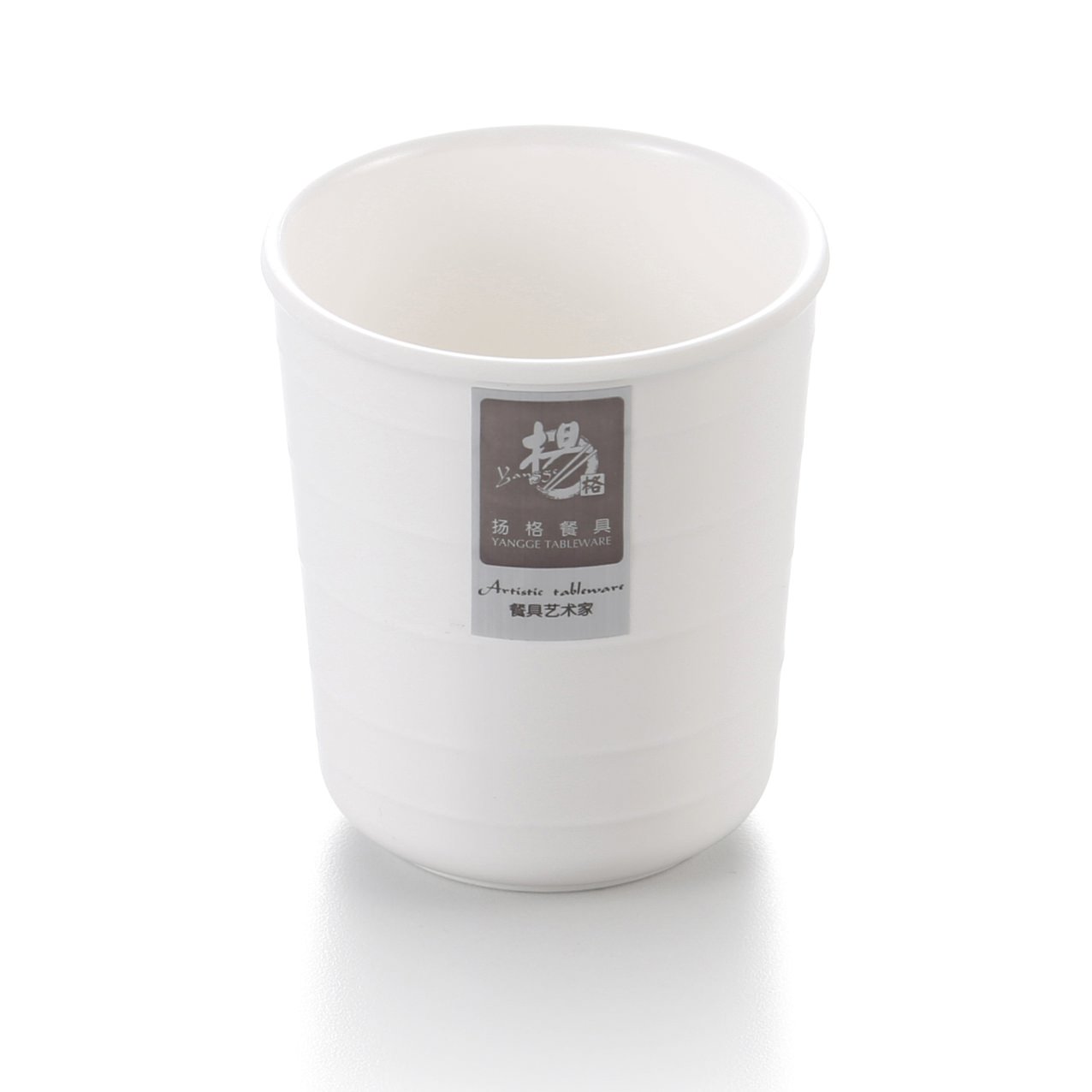 Melamine Tall Cup Ribbed White 3''