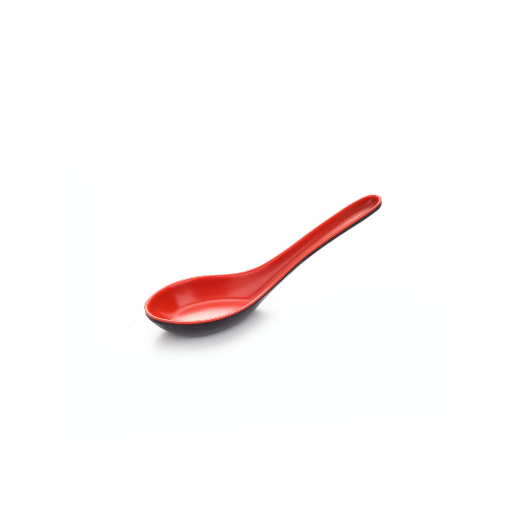 Melamine Chinese Spoon Black/Red 14.5X4.