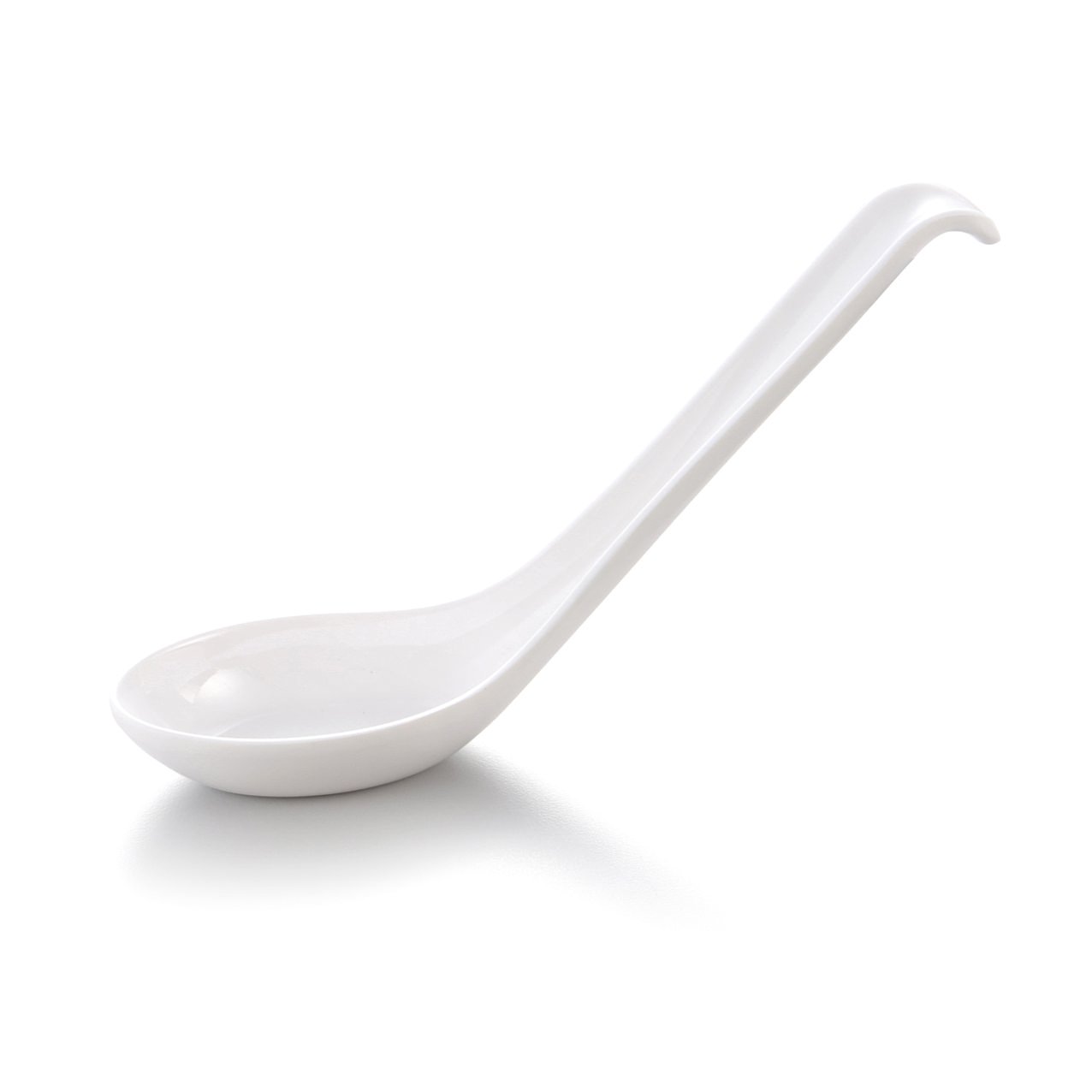 Melamine Chinese Spoon with Hook White