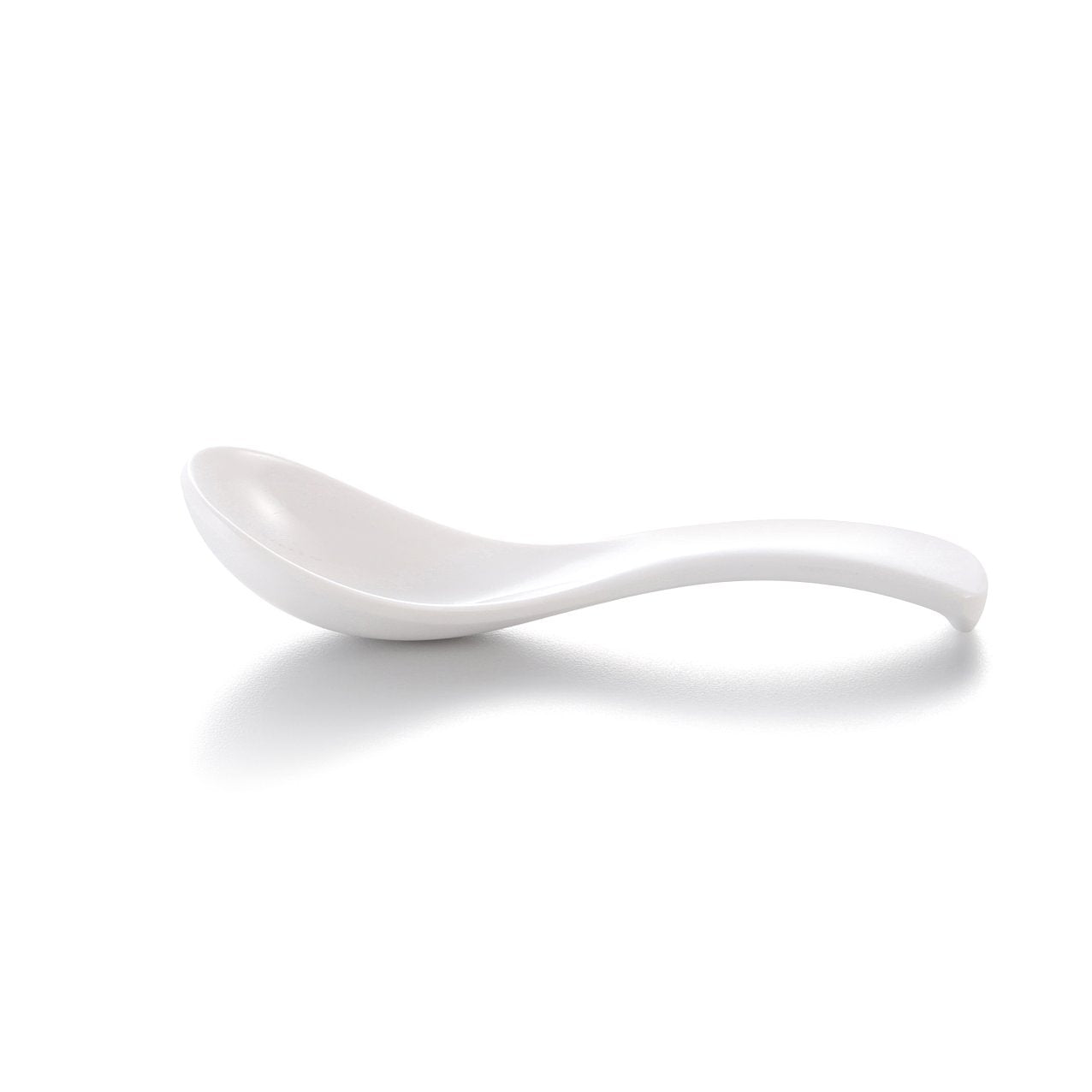 Melamine Chinese Spoon Rounded White