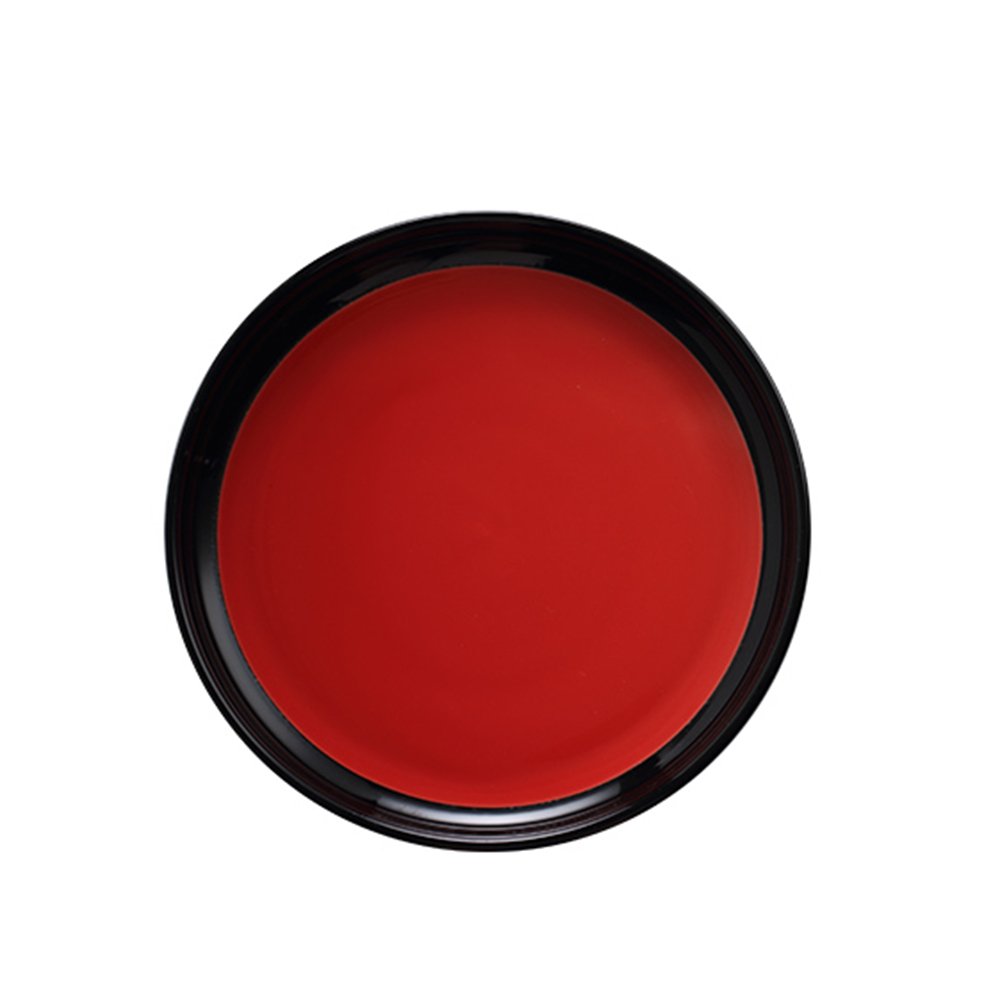 Melamine Plate Round with Rim Red/Black 9"