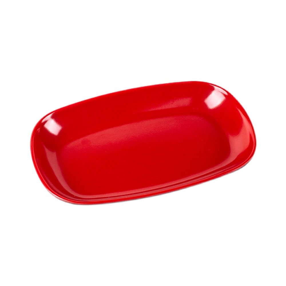 Melamine Rectangle Plate Red/Black 12"