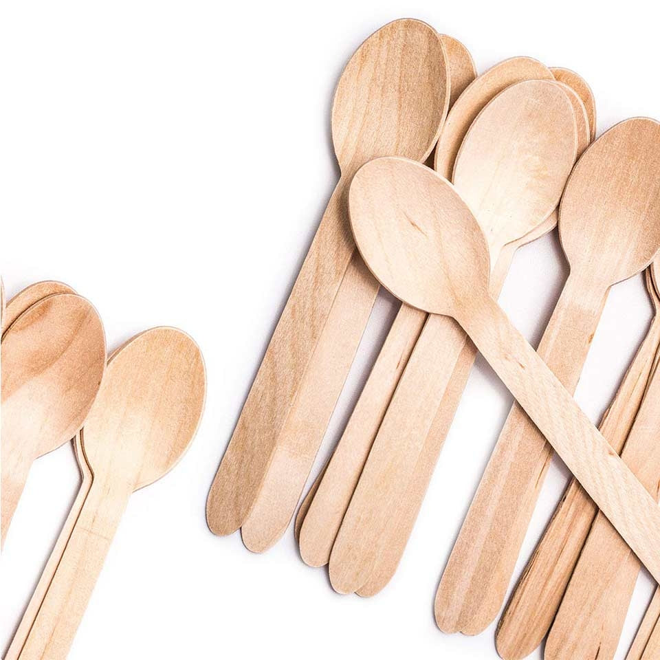 Disposable Wooden Spoons 14cm 100pcs