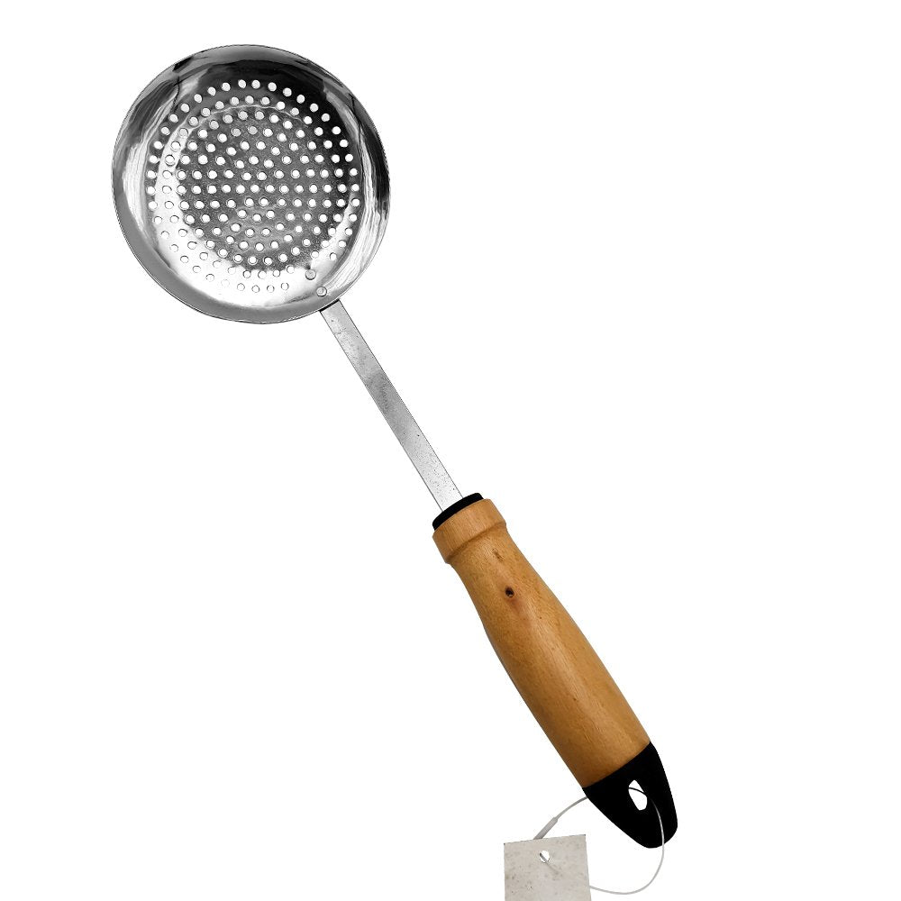 Stainless Steel Ladle Colander Wooden Handle