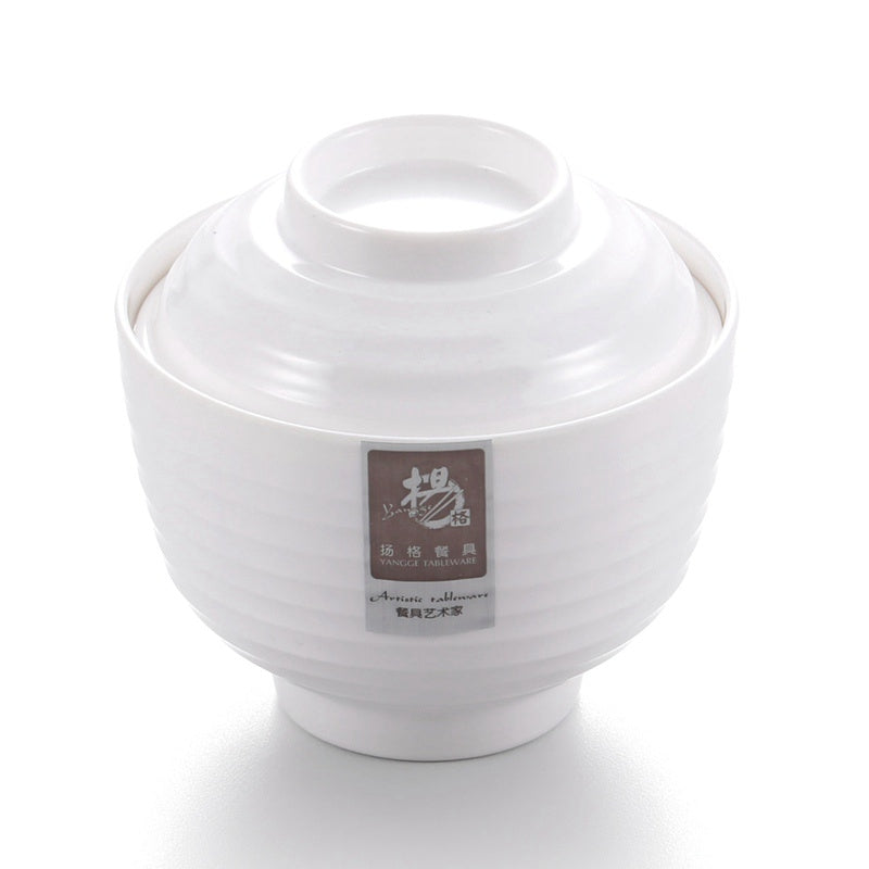 Melamine Bowl with Lid White 3.8''