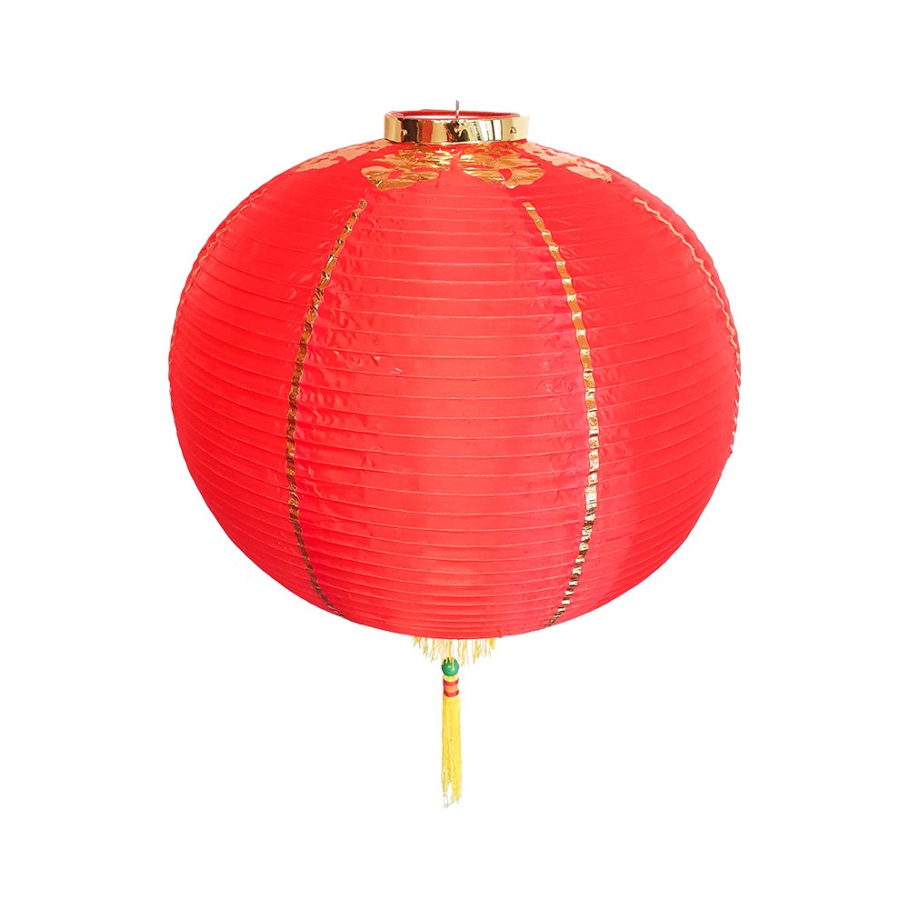 Decorative Nylon Lantern Round Red & Gold 22"