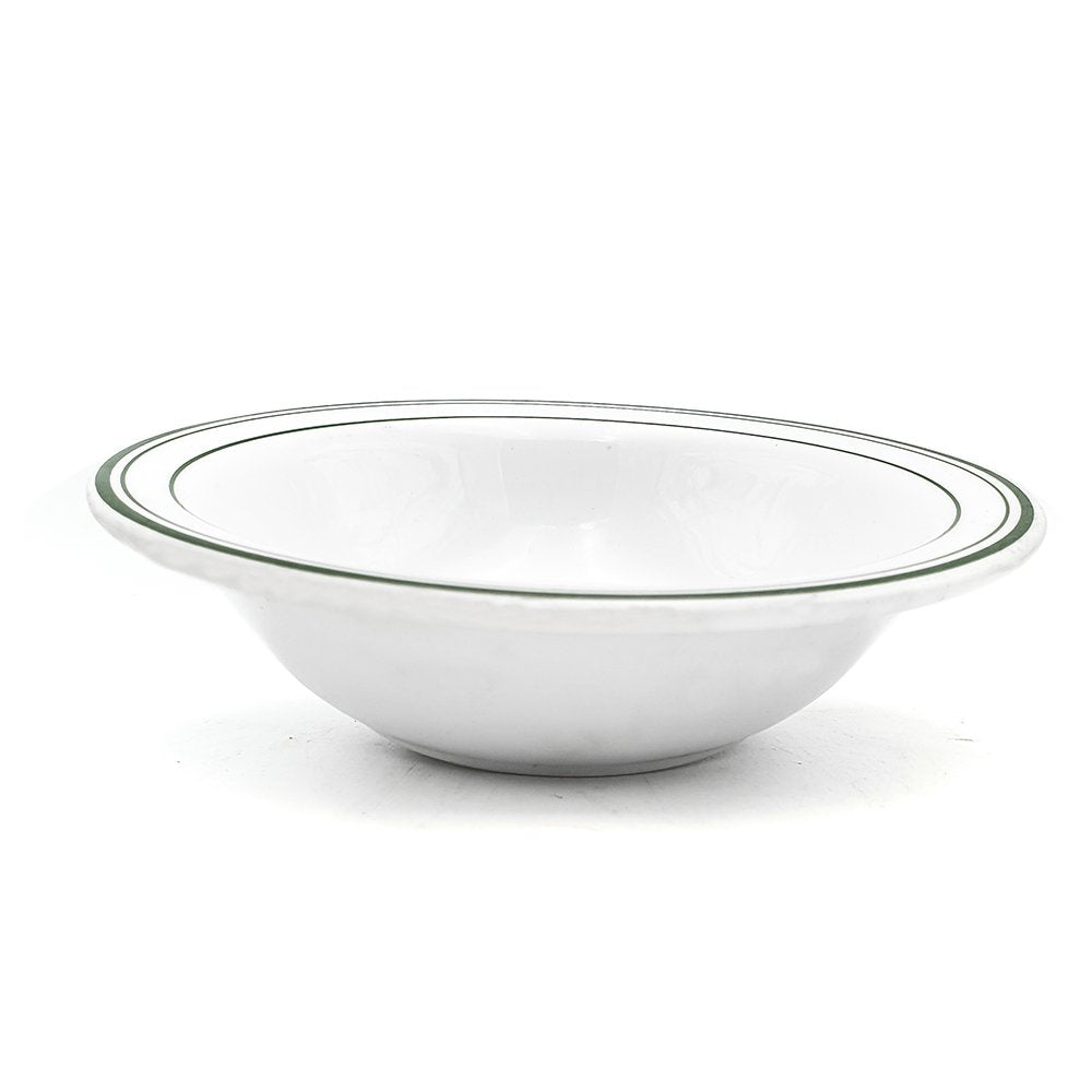 Crockery Dessert Bowl Green Stripe 6"