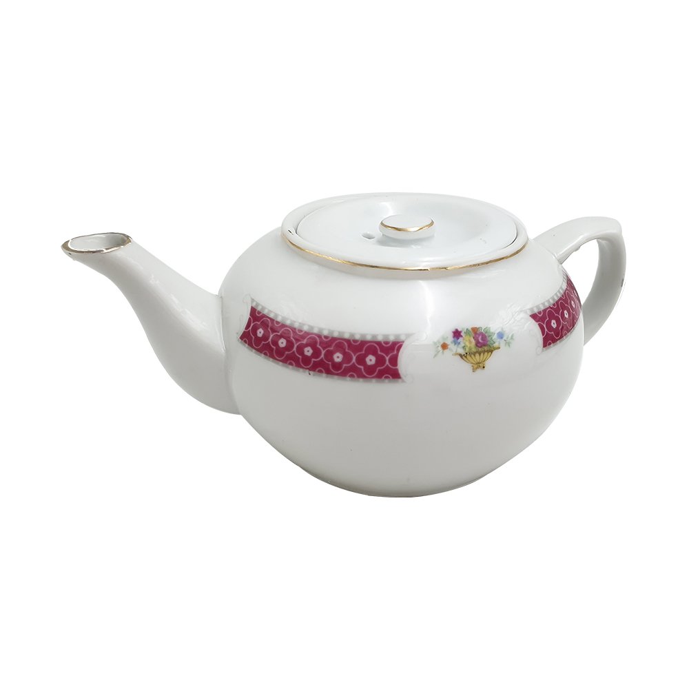 Crockery Tea Pot Rose Pat #3 Small 12X9C