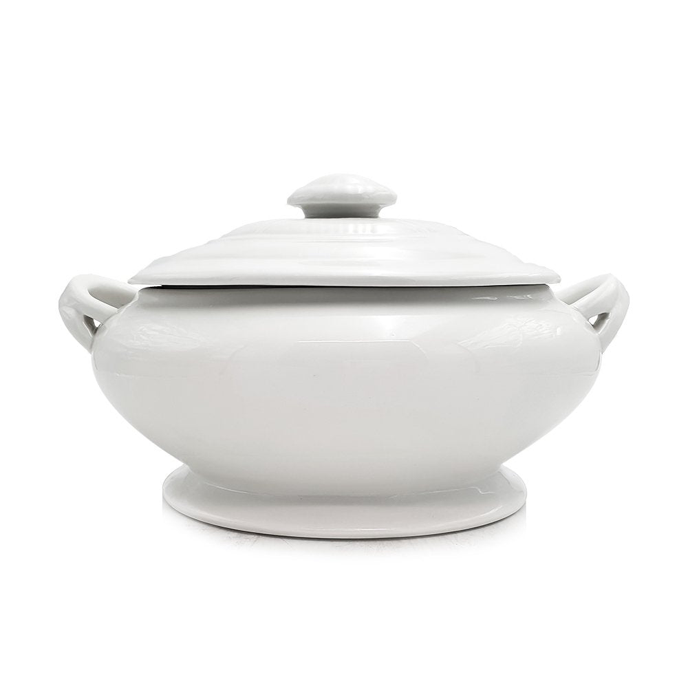 Crockery Tureen Bowl Oval with Handle 14”