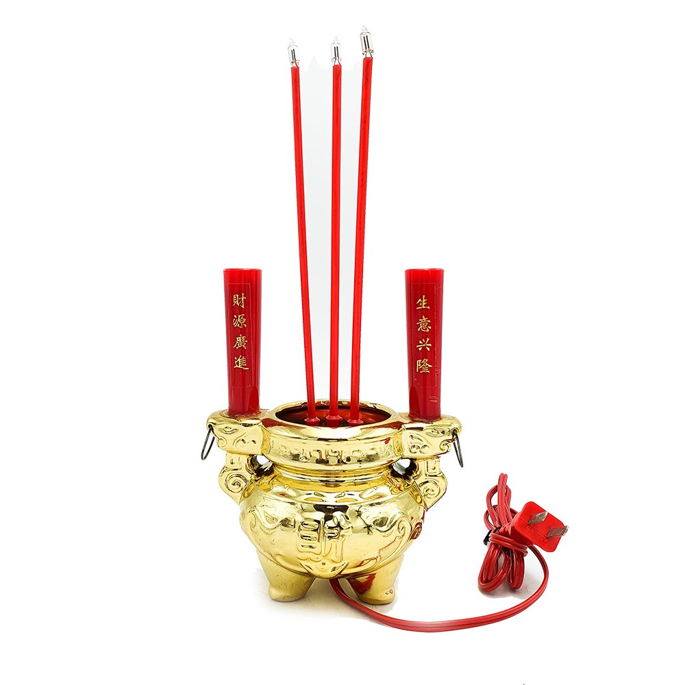 Electric Candle & Joss Stick Stand Round