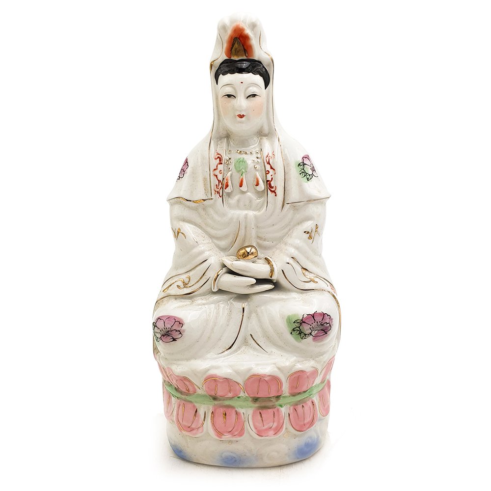 Guanyin Sitting Lotus Buddha Statue 13"