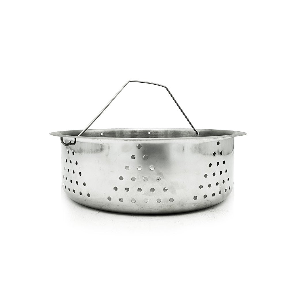 Stainless Steel Deep Round Steam Tray with Hole 25cm