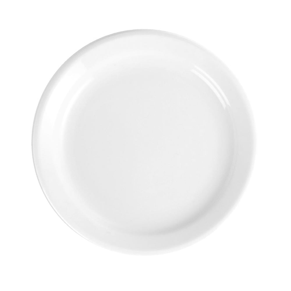 Crockery Plate Round Thick Rim White 8.5"