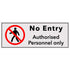 Plastic Sign No Entry (Large)