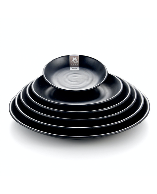 Melamine Round Flat Plate (Black)