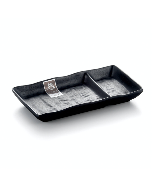 Melamine Platter With Sauce Comparment (Black)