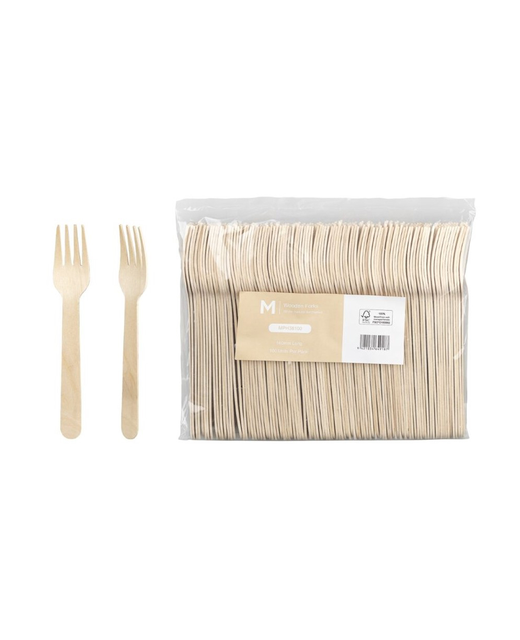 Disposable Wooden Fork - Natural 160mm (L)