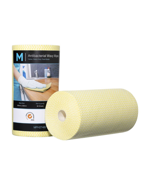 Antibacterial Wavy Wipes Yellow - Heavy Duty 80gsm