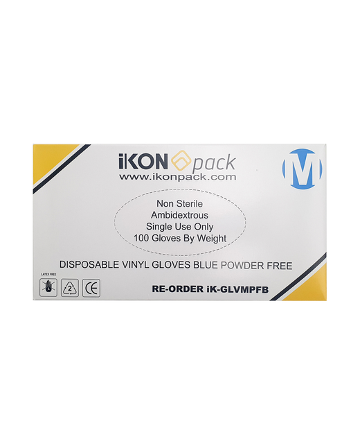 Disposable Vinyl Gloves Powder Free - Blue (Medium)