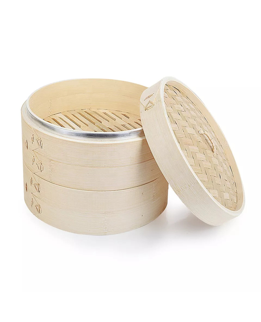 Bamboo Steam Basket Steel Rim