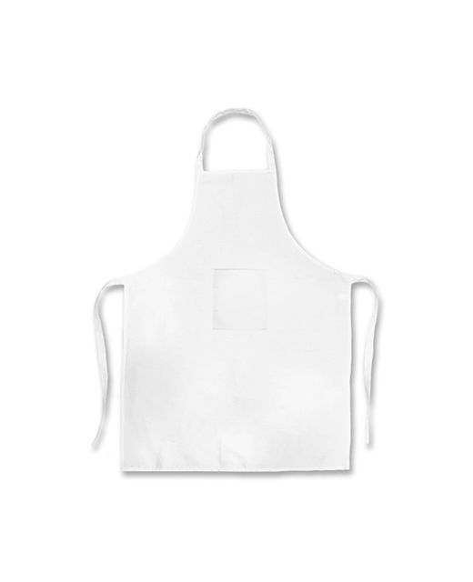 Polycotton Long Bib Apron One Pocket (White)